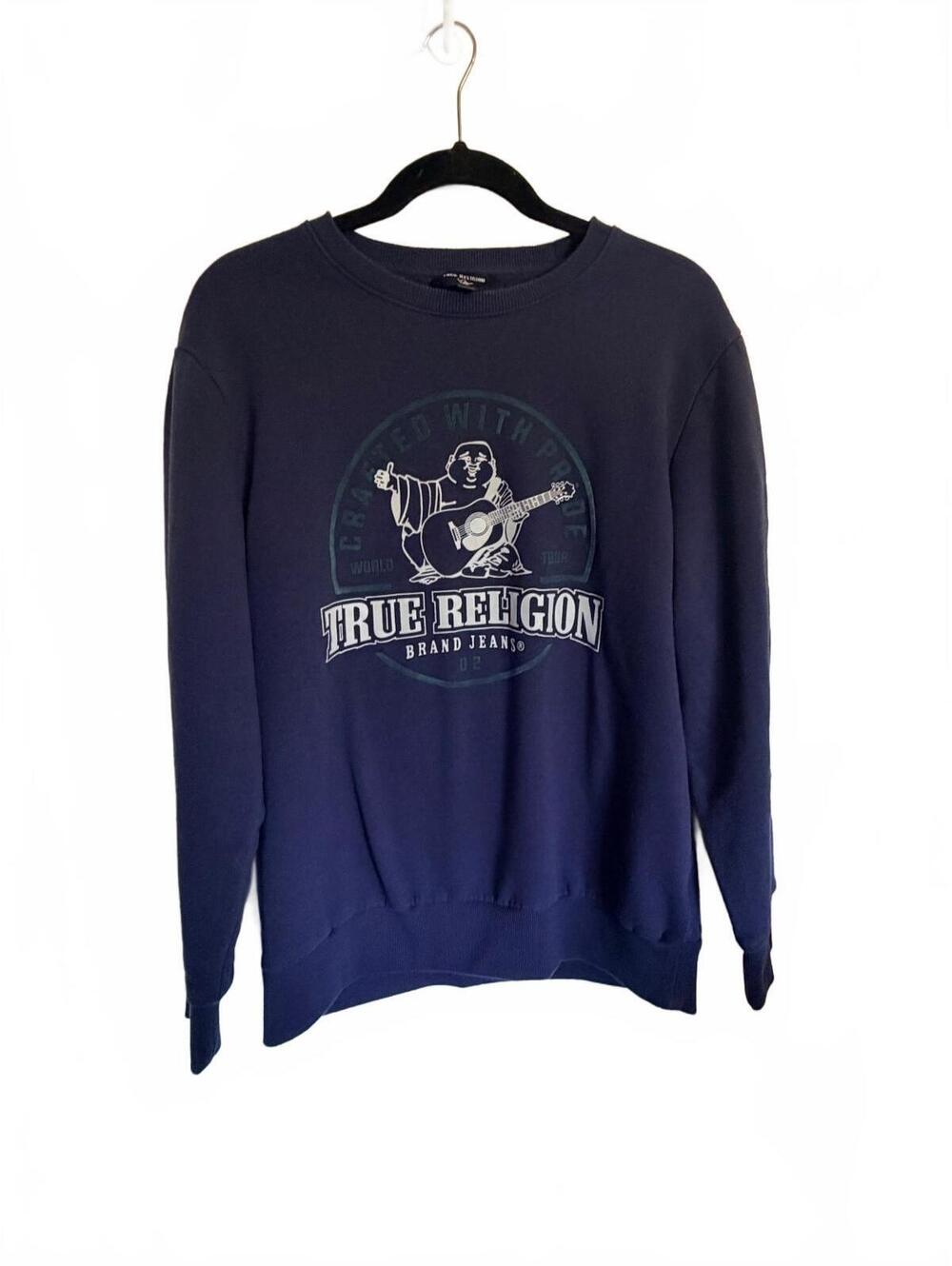 True Religion Crafted With Pride World Tour Buddha Crewneck Sweatshirt L Navy